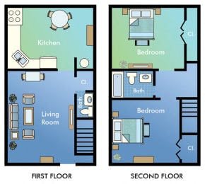 Woodbriar Apartments Two Bedroom Floor Plan