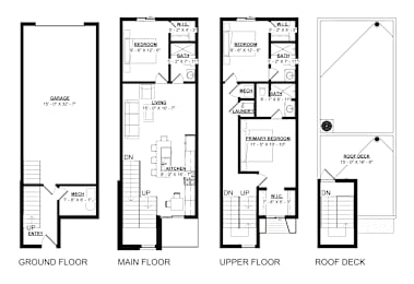floorplan of a 3 bedroom 3 bathroom unit