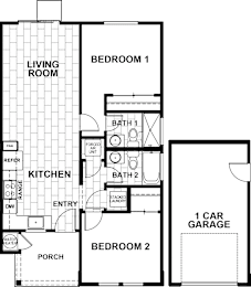 2B2B Floor Plan at Montessa Apartments, Vacaville, California