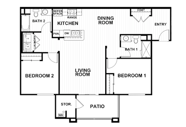 SYCAMORE Floor Plan  at Heritage Landing Apartments, Chico, 95973