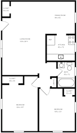 A black and white image of a floor plan for a house.