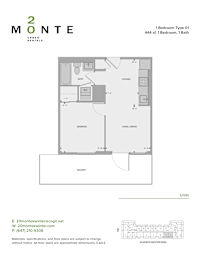 A floor plan for a 1 Bedroom Type 01 apartment at 20 Montekwestin Winter.