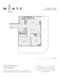 A floor plan for a 2 Bedroom Type 07 apartment sized at 640 square feet with 1 bathroom.