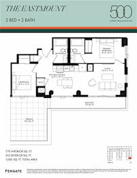 A floor plan for a 2 bedroom, 2 bathroom apartment in The Eastmount, Upper Wellington.