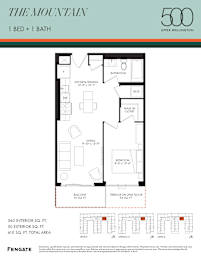 A floor plan for a 1 bedroom, 1 bathroom apartment in Upper Wellington.
