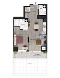  Floor Plan 1 Bed + 2 Baths