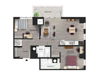  Floor Plan 2 Beds + 2 Baths