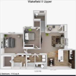 a floor plan with a bedroom and a living room