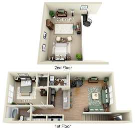 A diagram of a two-story house with labeled dimensions.
