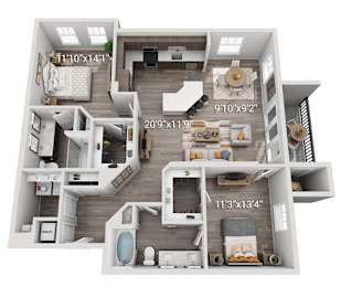 A 20x19 inch kitchen with a white fridge, a white oven, and a white dishwasher.