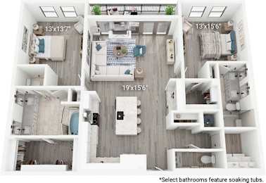 A set of three images showing different floor plans of a house with bathrooms.