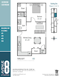Floor plan for a building with 5 floors, including a kitchen, living room, and bathroom.