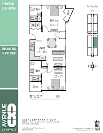 A floor plan for apartment living at Avenue 8 at Mayfair.