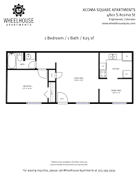 A floor plan for a 1 bedroom apartment with a bath and a living area.