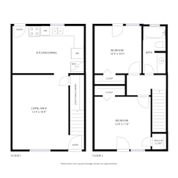 A black and white floor plan of a two-story home.
