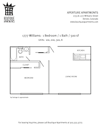 A floor plan for an apartment at Boutique Apartments.