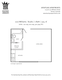 A floor plan for an apartment at Boutique Apartments.