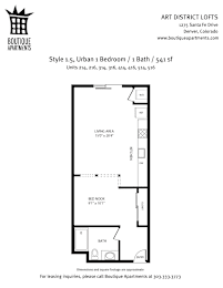 A floor plan for an apartment at Art District Lofts.