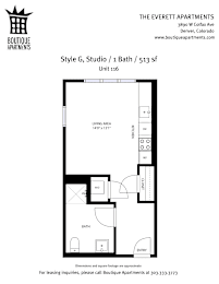 A floor plan for a 513 square foot apartment with a studio, bath, and entry.