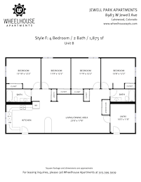 A black and white image of a floor plan for a Wheelhouse Apartments unit.