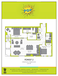 A floor plan for a property called Forest 2, featuring two bedrooms and two bathrooms.