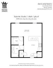 A floor plan for a studio apartment with a bath and living area.