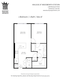 A floor plan for a 1 bedroom apartment with a bathroom and living area.
