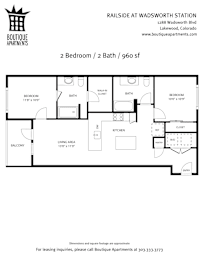 2 Bedroom Floor Plan at Railside at Wadsworth Station, Lakewood, 80214