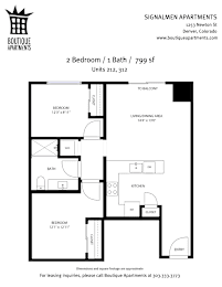 A floor plan for a 2 bedroom apartment with a bathroom, living/dining area, kitchen, and entry.