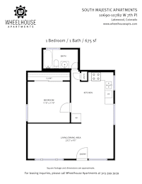 A floor plan for a 1 bedroom apartment with a bath and living/dining area.