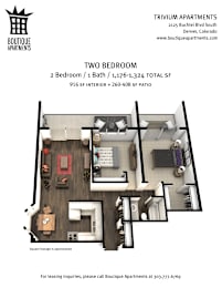 A floor plan for a two bedroom apartment with a total of 1,176-1,324 square feet.