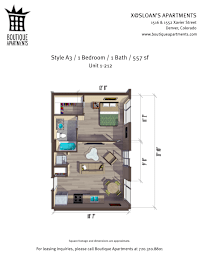 A drawing of an apartment layout for X@Sloan's Apartments.
