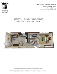 A floor plan for X@Sloan's Apartments showing a studio apartment layout.