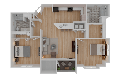 Falls Suite Floorplan at The Hub Hermiston Apartments, Hermiston, OR, 97838