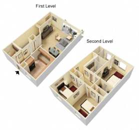 A diagram shows a first and second level of a building.