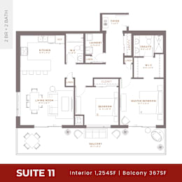 Suite 11 Floorplan at Damask, Windsor, Ontario
