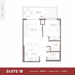 Suite 19 Floorplan at Damask, Windsor