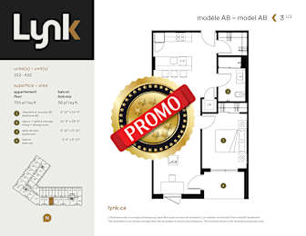 AB 222 Floor Plan at Lynk De la Savane Apartments, Québec