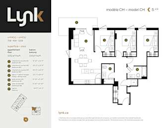 CH 719 Floor Plan at Lynk De la Savane Apartments, Montreal