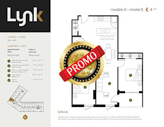 S 211 Floor Plan at Lynk De la Savane Apartments, Québec, H4P 0E2