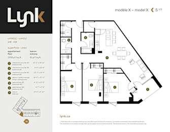 X 216 Floor Plan at Lynk De la Savane Apartments, Montreal, QC