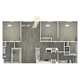 A series of images showing a room with a bed, a desk, and a chair.