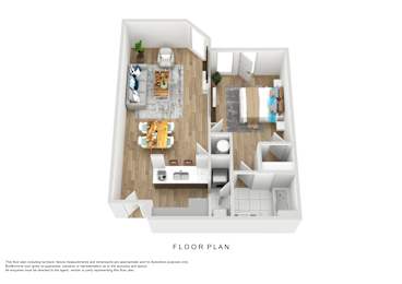 A floor plan of a house with a kitchen, living room, dining room, and bathroom.