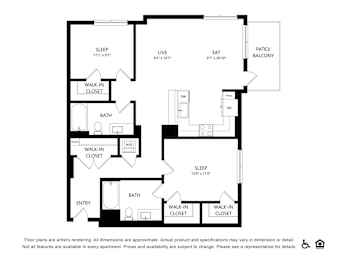 A black and white image of a floor plan for an apartment.