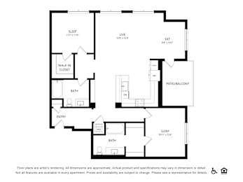 B3 floorplan at Bayview Apartments, Emeryville, 94608