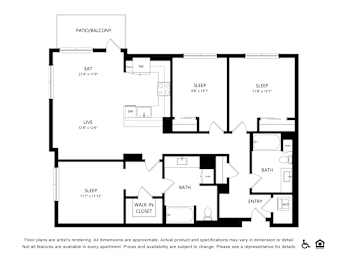C2 floorplan at Bayview Apartments, Emeryville, California
