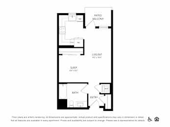 S1 floorplan at Bayview Apartments, Emeryville, California, 94608