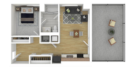 1C Floor Plan at Channel House, Oakland
