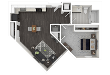 1D1 Floor Plan at Channel House, Oakland