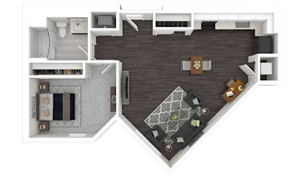 1E1 Floor Plan at Channel House, Oakland, 94607